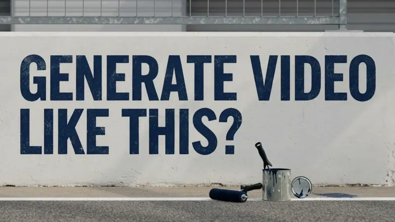 Wall mural reading “Generate video like this?”
