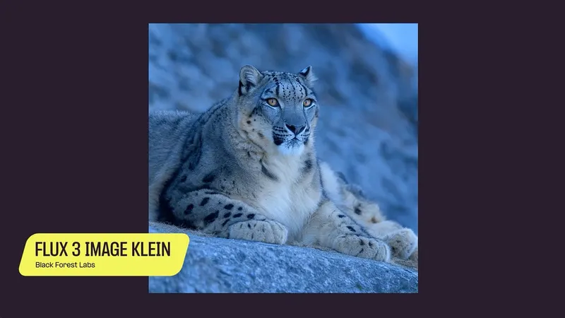 FLUX 3 Image Klein announcement image showing a snow leopard