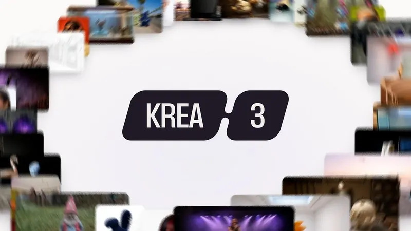 Krea 3 logo surrounded by generated images